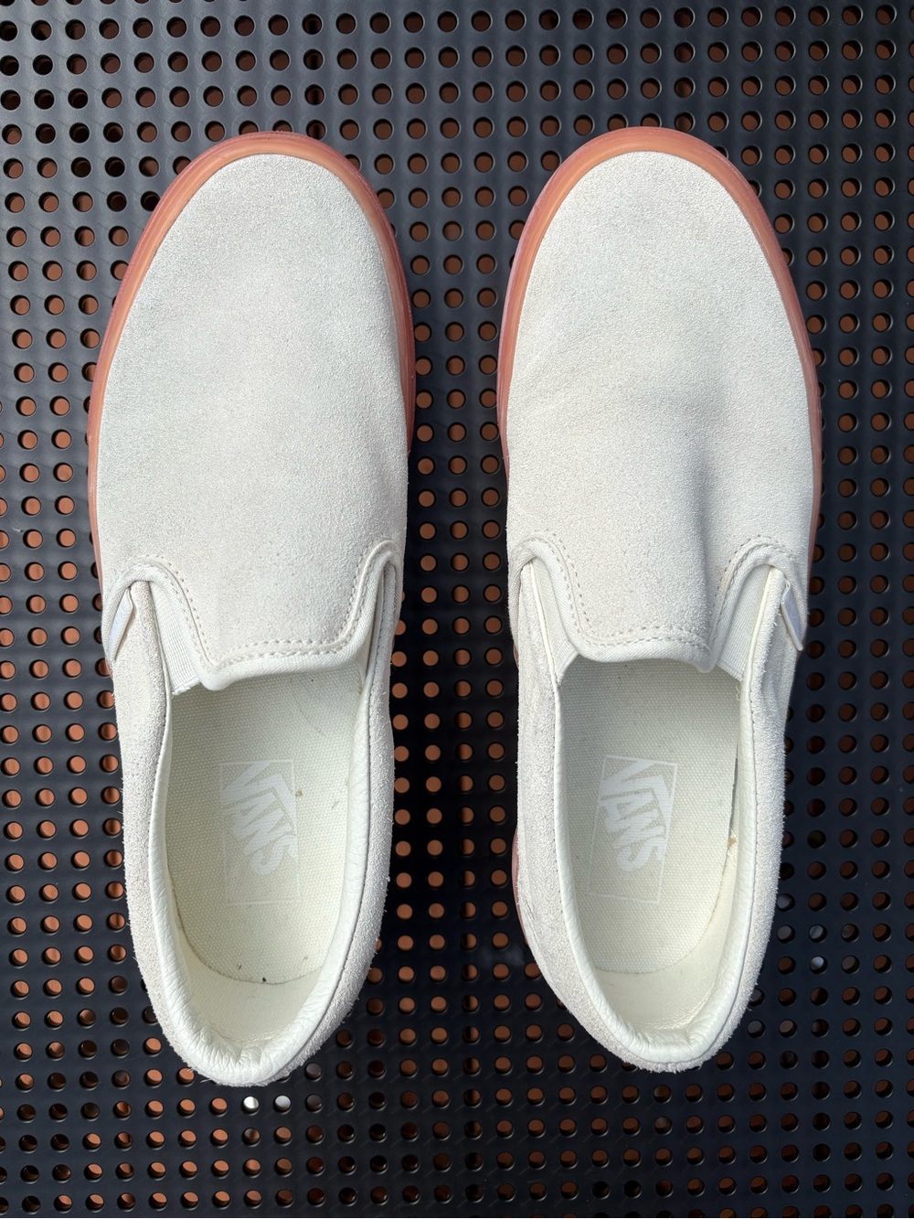 Vans Slip-On Platform Sneakers in Off-White with Gum-Style Sole